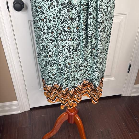 Wonderly midi Dress Size Large Weekend Belted Shirt Dress Merry Mint Floral - Picture 4 of 13